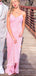 Pink Sequins Mermaid Spaghetti Straps Long Evening Prom Dresses, V-neck Prom Dress, MR8950