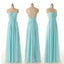 Blue V-neck Chiffon Floor-Length Wedding Party Dresses for Bridesmaid, BG51296 - Bubble Gown