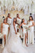 One Shoulder White Chiffon Elegant Cheap Long Bridesmaid Dresses , BN1089