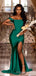Mismatched Dark Green Satin  Mermaid Long Side Slit Custom Bridesmaid Dresses , BN1214