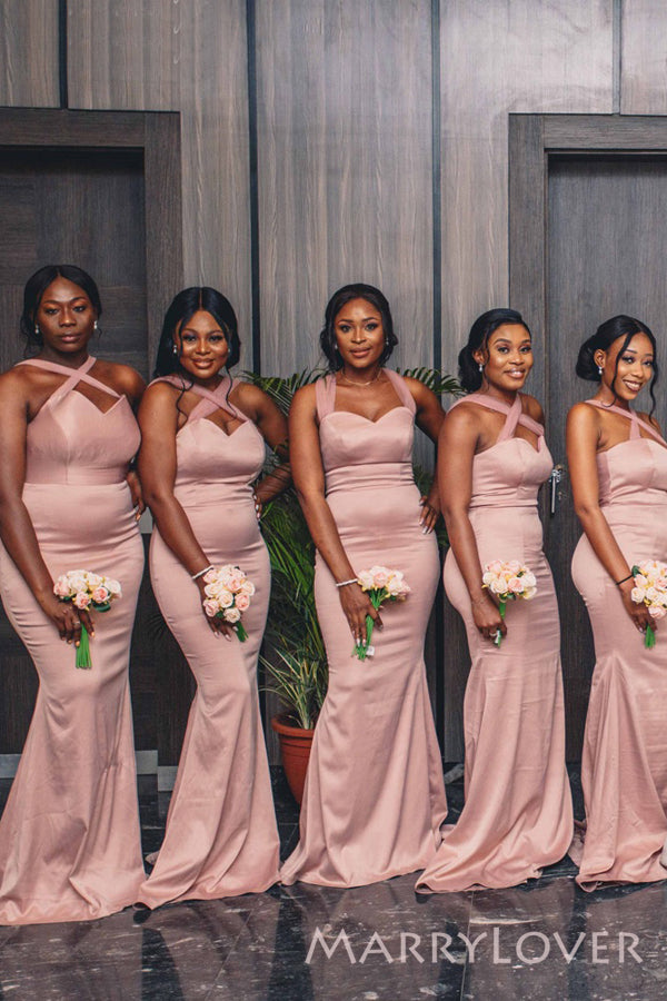 Sweet Heart Satin Long Mermaid Custom Bridesmaid Dresses , BN1237
