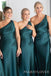 Simple Peacock Satin One Shoulder Long Custom Bridesmaid Dresses , BN1244