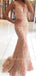 Sexy Backless Mermaid Lace Long Evening Prom Dresses, MR7056