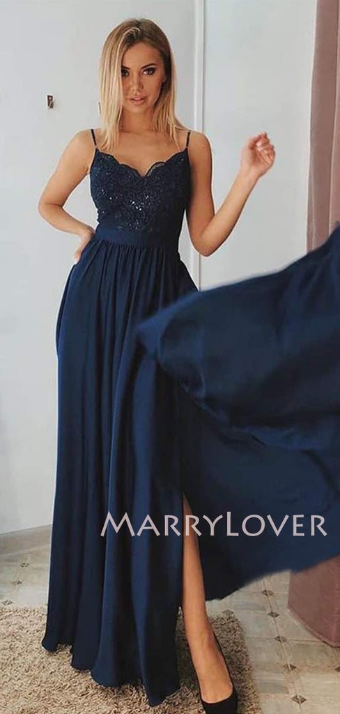 A-line Burgundy Chiffon Beaded Spaghetti Straps Long Evening Prom Dresses, Cheap Custom Prom Dresses, MR7489