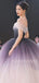 Off Shoulder Ball Gown Pink Tulle Gradient Long Evening Prom Dresses, Cheap Custom Prom Dresses, MR7502