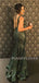 Green Sequin Mermaid V Neck Long Evening Prom Dresses, Cheap Custom Prom Dresses, MR7544