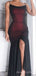 Black Tulle Mermaid Side Slit Long Evening Prom Dresses, Custom Prom Dress, MR8508
