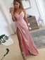 Spaghetti Straps Floor-Length Prom Dresses With High Split, PD0552