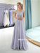 A-line Round Neck Cap-sleeves Appliques Sparkly Prom Dresses, PD0618