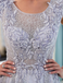 A-line Round Neck Cap-sleeves Appliques Sparkly Prom Dresses, PD0618