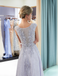 A-line Round Neck Cap-sleeves Appliques Sparkly Prom Dresses, PD0618
