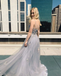 A-line Sapghetti Straps Backless Appliques Long Organza Prom Dresses, PD0622