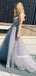 A-line Sapghetti Straps Backless Appliques Long Organza Prom Dresses, PD0622