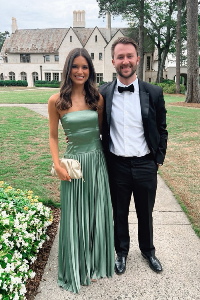 Gorgeous Dusty Sage Green Strapless Long Evening Prom Dresses, MR0001