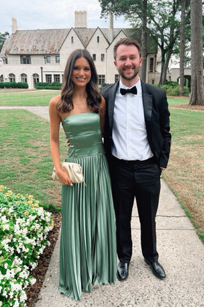 Gorgeous Dusty Sage Green Strapless Long Evening Prom Dresses, MR0001