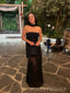 See Through Black Chiffon Strapless Long Evening Prom Dresses, MR0009