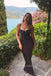 Elegant Mermaid Black Satin Long Back Slit Evening Prom Dresses, MR0011
