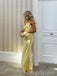 Backless Yellow Sparkly Mermaid Long Evening Prom Dresses V-neck, MR0019
