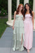 Gorgeous Spaghetti Straps Satin Lace Long Evening Prom Dresses, MR0043
