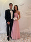 Pink Tulle Strapless Long Evening Prom Dresses A-line, MR0045