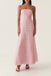 Pink Tulle Strapless Long Evening Prom Dresses A-line, MR0045