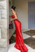 One Shoulder Soft Satin Mermiad Long Evening Prom Dresses Backless, MR0049