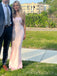 Simple Pink Satin Strapless Long Mermaid Evening Prom Dresses, MR0050