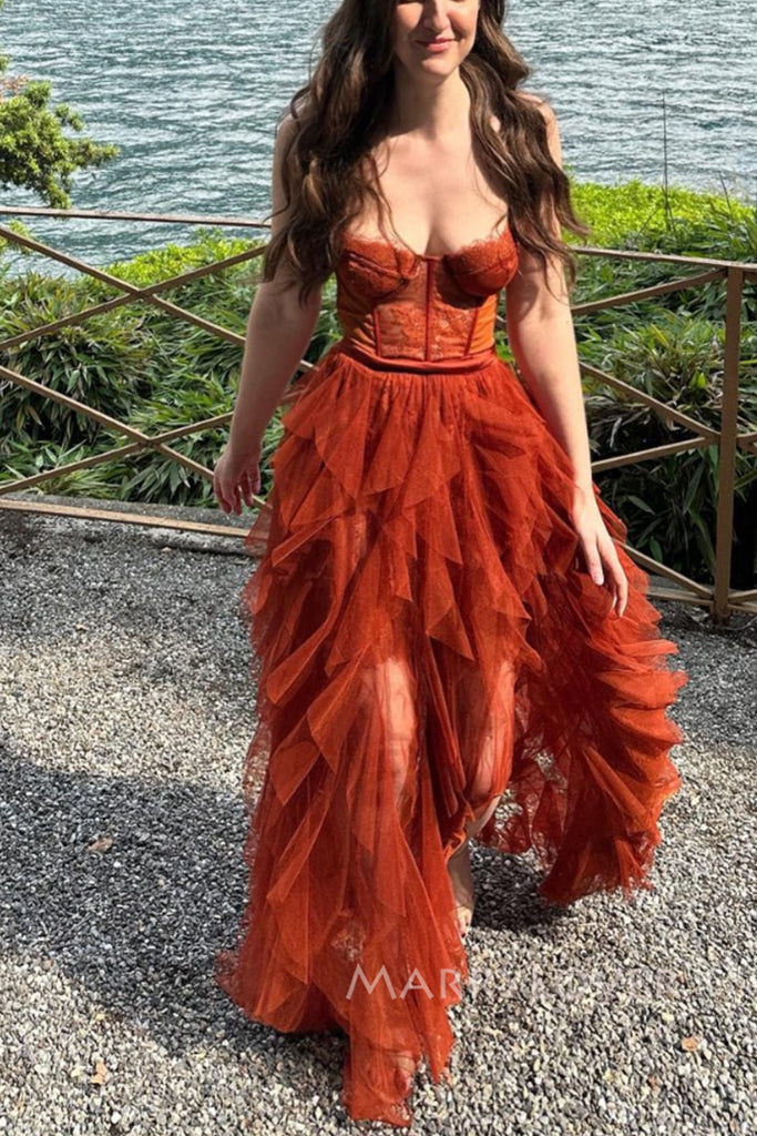 Morden Tulle Lace Sweetheart Long Evening Prom Dresses, MR0066