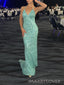 Backless Blue Sequins Mermaid V-neck Long Evening Prom Dresses, MR0070