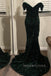 Elegant Green Sequins Mermaid Long Evening Prom Dresses, Off Shoulder Prom Dress, MR0071