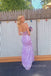 Sweetheart Purple Sequins Mermaid Long Evening Prom Dresses, MR0075