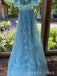 Lovely Blue Tulle A-line Long Evening Prom Dresses, MR0078