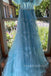 Lovely Blue Tulle A-line Long Evening Prom Dresses, MR0078