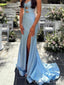 Sparkly Blue Mermaid Sweetheart Long Evening Prom Dresses, Side Slit Prom Dress, MR0083