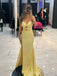 Yellow Sparkly Sweetheart Long Strapless Evening Prom Dresses, Mermaid Prom Dress, MR0085