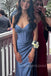 Dusty Blue Satin Sweetheart Long Evening Prom Dresses, MR0086
