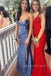 Dusty Blue Satin Sweetheart Long Evening Prom Dresses, MR0086