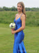 Elegant Royal Blue Mermaid Long Evening Prom Dresses, V-neck Prom Dress, MR0088