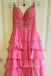 Sweetheart Pink Chiffon Appliques Long Evening Prom Dresses, A-line Prom Dress, MR0093