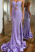 Sheath Purple Sparkly Sweetheart Long Evening Prom Dresses, Mermaid Side Slit Prom Dress, MR0094