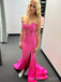 Gorgeous Sweetheart Pink Sparkly Long Evening Prom Dresses, Mermaid Strapless Prom Dress, MR0096