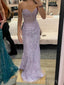 Formal Lilac Tulle Appliques Mermaid Long Evening Prom Dresses Sweetheart, MR0097
