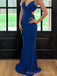 Lovely Royal Blue Sequins Mermaid Long Evening Prom Dresses, V-neck Prom Dress, MR0101