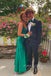 Backless Green V-neck Mermaid Long Evening Prom Dresses, MR0108