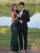Simple Backless Emerald Green Satin Long Evening Prom Dresses, Mermaid Prom Dress, MR0109
