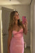 Unique Pink Mermaid Backless Satin Long Evening Prom Dresses, MR0120