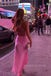 Unique Pink Mermaid Backless Satin Long Evening Prom Dresses, MR0120