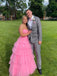 Elegant Sweetheart A-line Pink Tulle Long Evening Prom Dresses Strapless, MR0123