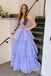 Formal A-line Tulle Beaded Spaghetti Straps Long Evening Prom Dresses, MR0133