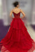 Formal A-line Tulle Beaded Spaghetti Straps Long Evening Prom Dresses, MR0133